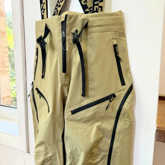 New Free People Movement Zephyr Ski Shell Snow Pants One Piece Bib Tan Brown - Picture 4 of 11